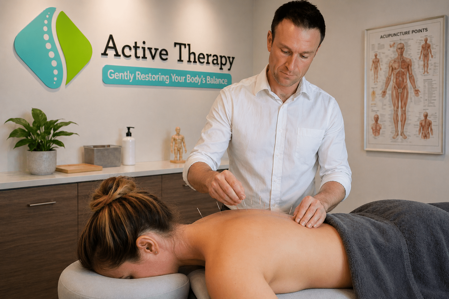 Acupuncture treatment in North Vancouver at Active Therapy Clinic by acupuncturist David Malcolm for back and neck pain relief